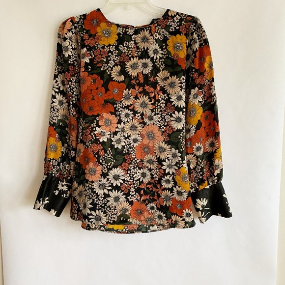 Zara Flower-Printed Blouse - Size Medium - Picture 2 of 4